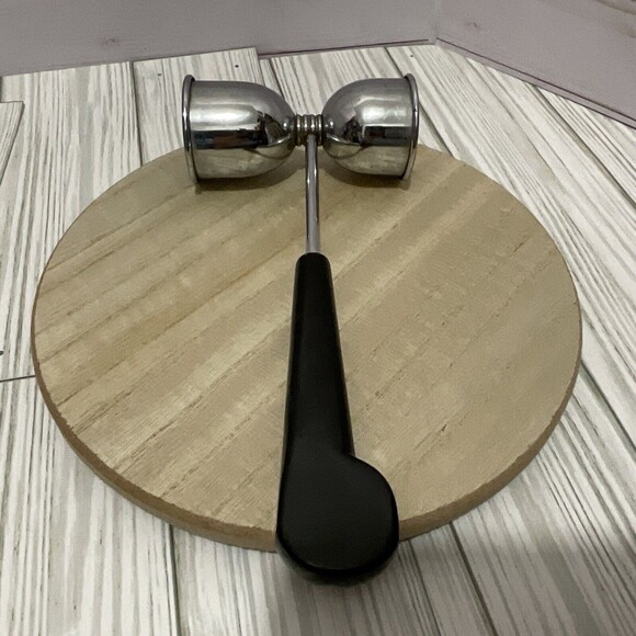 Vintage Black Handle w/ Brass Tone Crest Double Jigger Barware - Picture 5 of 5